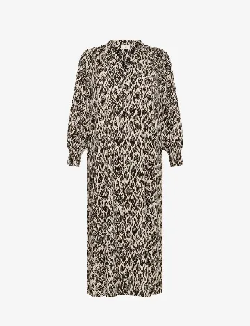 Rochie lunga Kaffe Curve, negru/crem Crem