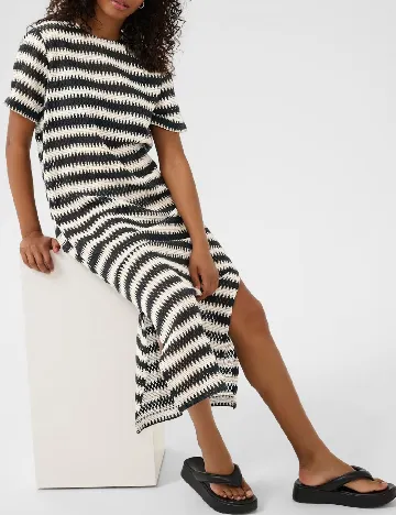 Rochie lunga Kaffe, alb/negru Alb