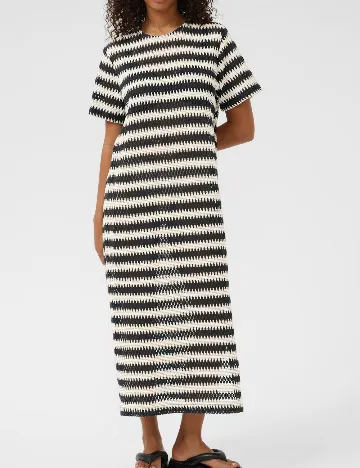 Rochie lunga Kaffe, alb/negru Alb