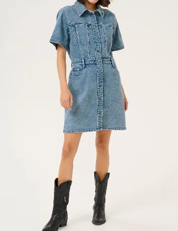 Rochie scurta Kaffe, albastru Albastru