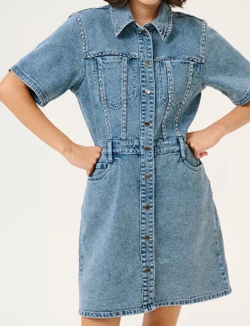 Rochie scurta Kaffe, albastru Albastru