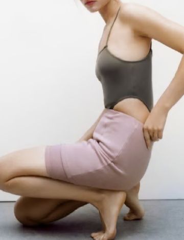 Fusta pantalon Zra, roz pudra