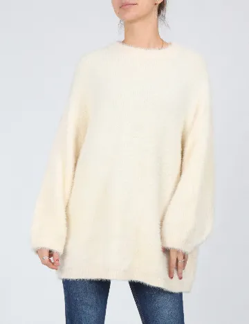 Pulover Oversize Bershka, crem Crem