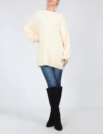 Pulover Oversize Bershka, crem Crem