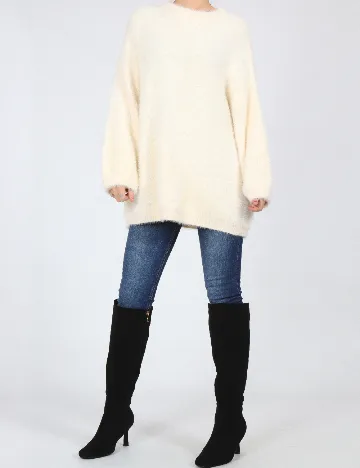 Pulover Oversize Bershka, crem Crem