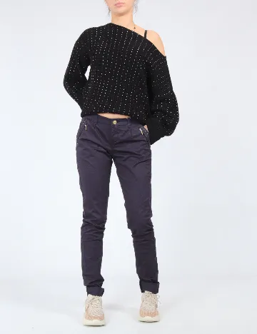 Pantaloni Bershka, bleumarin Albastru