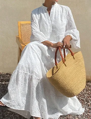 Rochie lunga Dazy, alb Alb