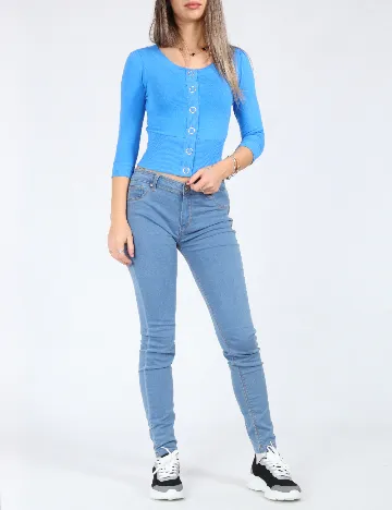 Blugi Bershka, albastru deschis Albastru