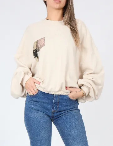 Bluza Oversize Bershka, crem Crem