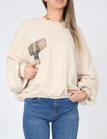 Bluza Oversize Bershka, crem