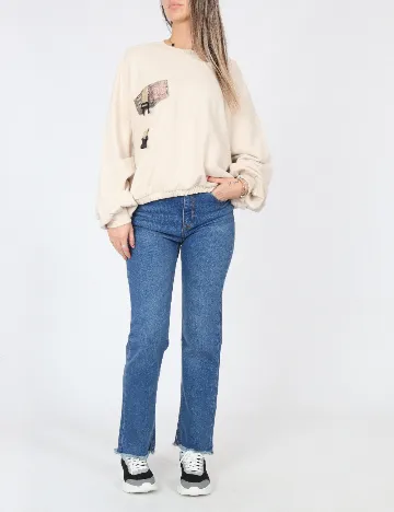 Bluza Oversize Bershka, crem Crem
