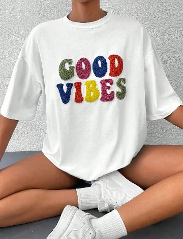Tricou Oversize SHEIN, alb Alb