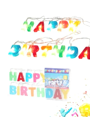 Ghirlanda luminoasa HAPPY BIRTHDAY, mix culori Mix culori