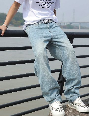 Blugi SHEIN Plus Size Men, albastru deschis