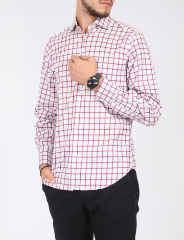 Camasa Zara, alb/rosu