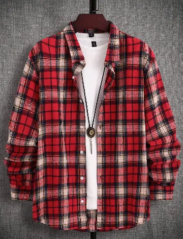 Camasa SHEIN Plus Size Men, rosu Rosu