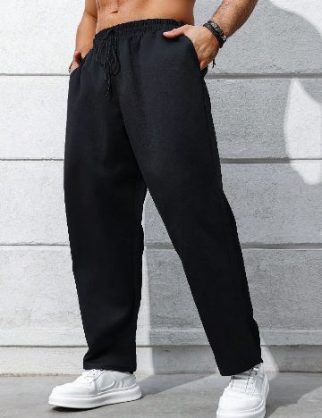 Pantaloni SHEIN Plus Size Men, negru