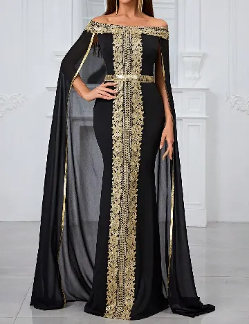 Rochie lunga Giffniseti, negru/auriu Negru