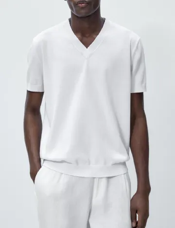 Tricou Massimo Dutti, alb Alb