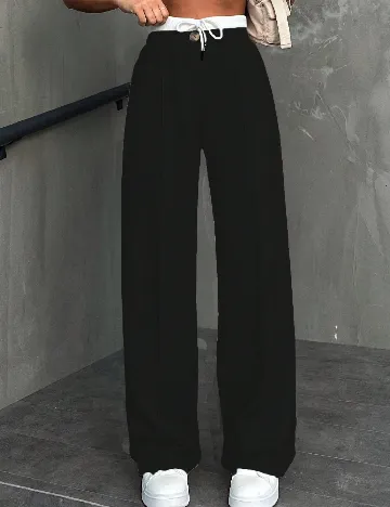 Pantaloni SHEIN, negru/alb Negru