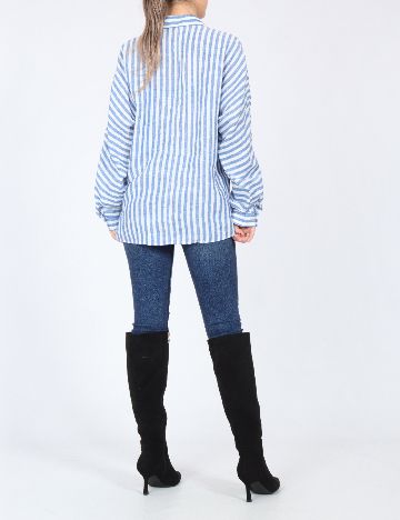 Camasa Oversize Massimo Dutti, alb/albastru