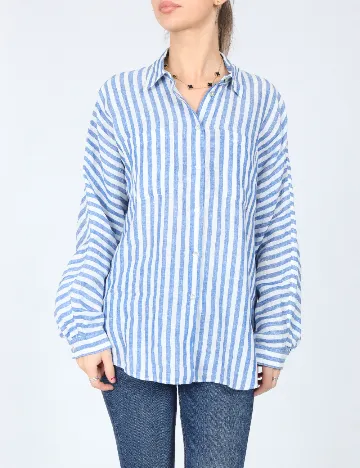 Camasa Oversize Massimo Dutti, alb/albastru Albastru