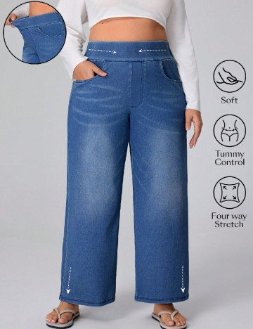 Pantaloni SHEIN CURVE, albastru