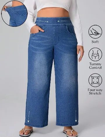 Pantaloni SHEIN CURVE, albastru Albastru