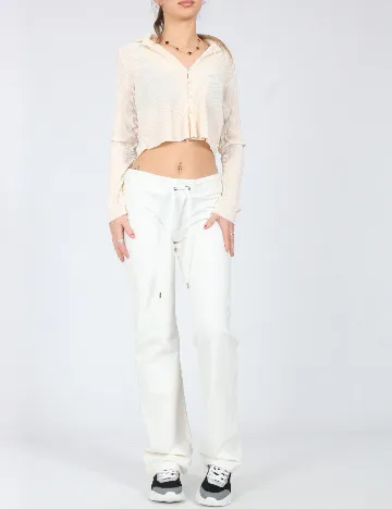 Pantaloni Bershka, alb Alb