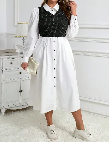 Compleu SHEIN CURVE, alb/negru Alb