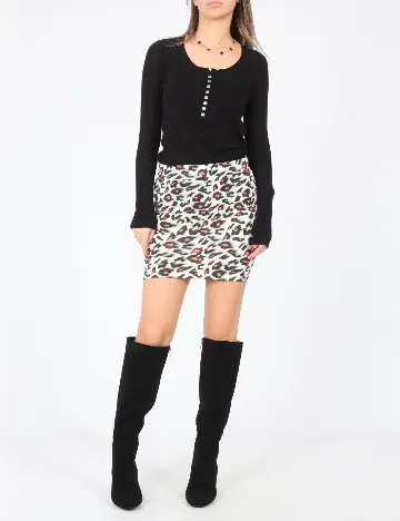 Fusta Bershka, alb/negru Alb