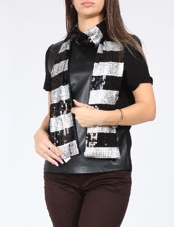 Esarfa Bershka, negru/gri