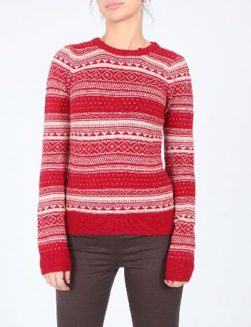 Pulover Zara, ecru/rosu