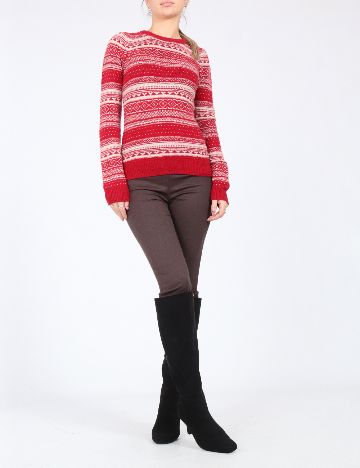 Pulover Zara, ecru/rosu