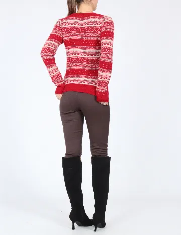 Pulover Zara, ecru/rosu Rosu