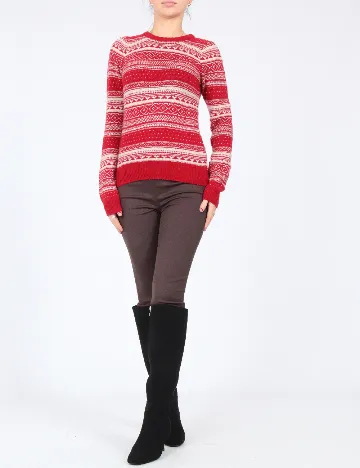 Pulover Zara, ecru/rosu Rosu