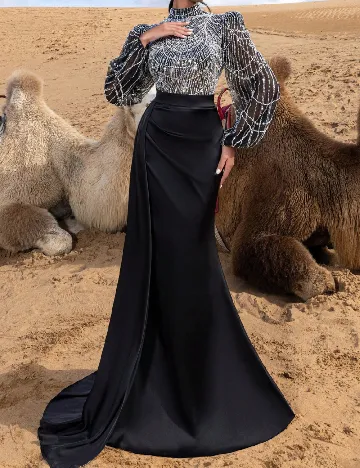 Rochie lunga Faeriesty, negru/argintiu Negru