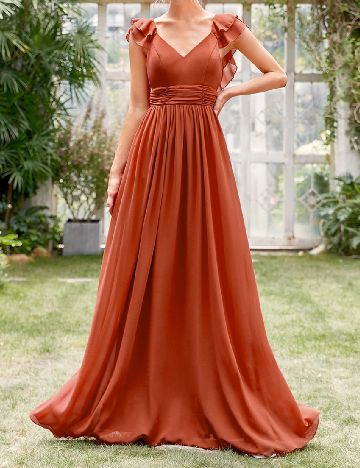 Rochie lunga Mgiacy, caramiziu