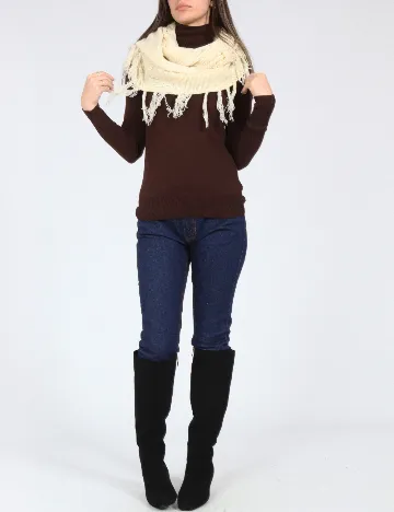 Fular Circular Bershka, ecru Alb