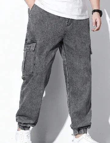 Pantaloni SHEIN Plus Size Men, gri inchis Gri