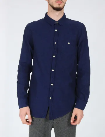 Camasa Bershka, bleumarin Albastru