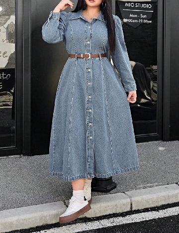 Rochie medie SHEIN CURVE, albastru deschis