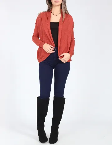 Cardigan Bershka, caramiziu Rosu