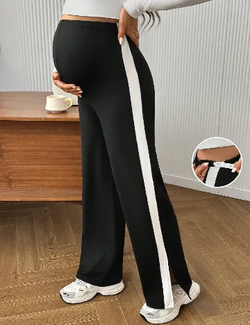 Pantaloni SHEIN Maternity, negru/alb Negru