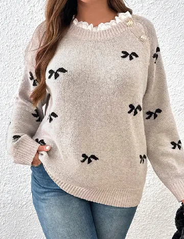 Bluza SHEIN, bej/negru Crem