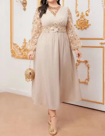 Rochie lunga SHEIN CURVE, crem/auriu Crem