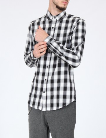 Camasa Pull&Bear, alb/negru