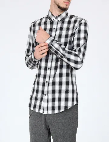 Camasa Pull&Bear, alb/negru Alb