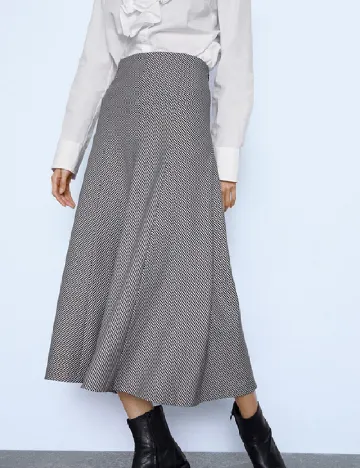 Fusta Zara, alb/negru Alb