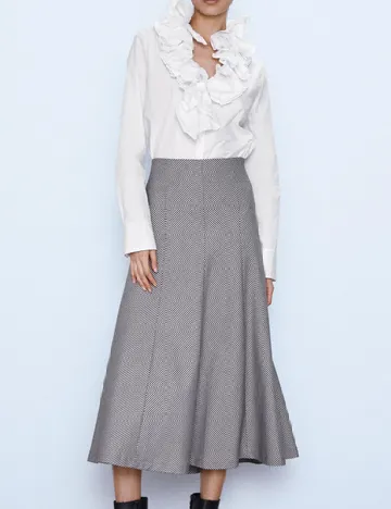 Fusta Zara, alb/negru Alb